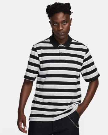 Футболка чоловіча поло Nike Club Striped Polo FN3896-010 чорно-біла