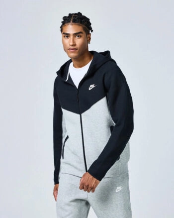 Кофта чоловіча Nike Tech Fleece Fz Wr Hoodie FB7921-064 сіра чорна
